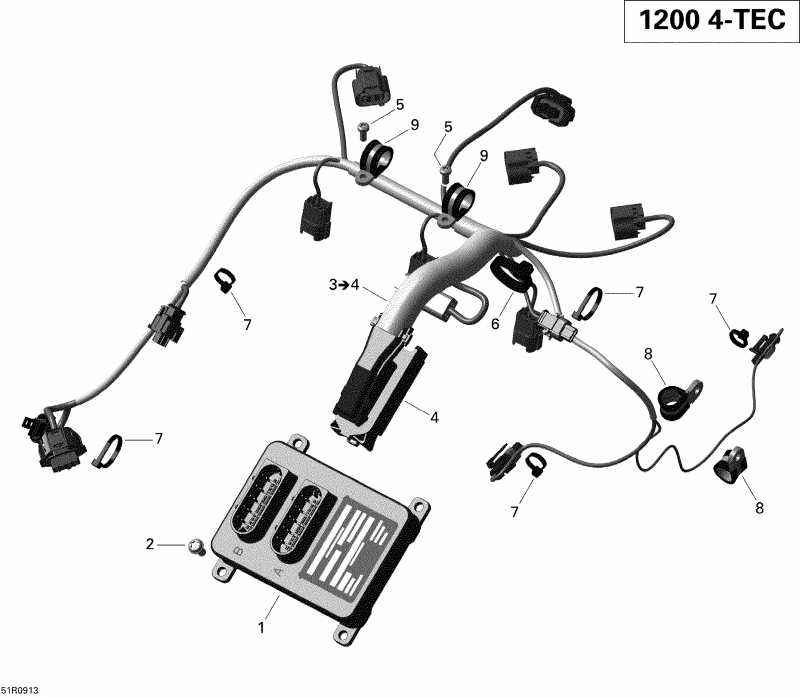 �������� BRP SkiDoo MX Z X 1200 4-TEC, 2009 ������ - Engine Harness And Electronic Module