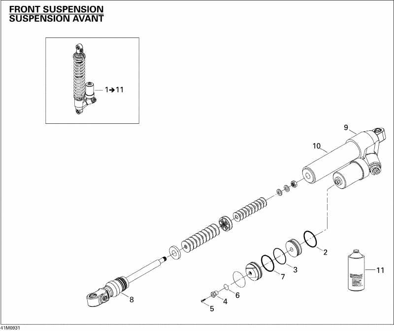 snowmobile  MX Z X 600RS, 2009 ������ - Take Apart Shock, Front