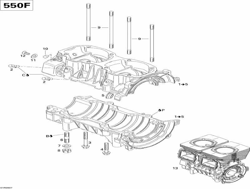 Ski-doo Skandic Tundra LT 550F, 2009 - Crankcase V2