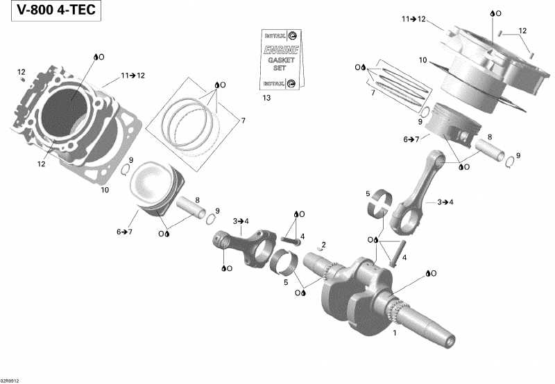  Ski-doo  Skandic Tundra LT V800 4-TEC, 2009 - Crankshaft, Piston And Cylinder