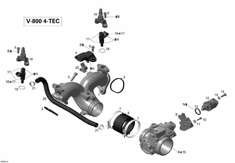    Skandic Tundra LT V800 4-TEC, 2009 - Air Intake Manifold And Throttle Body