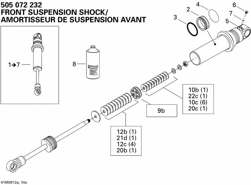 snowmobile SKIDOO - Take Apart Shock, Front