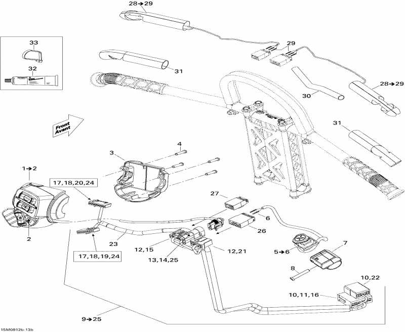snowmobile BRP  Summit X 600 H.O. E-TEC, 2009 - Steering Wiring Harness 600 Ho