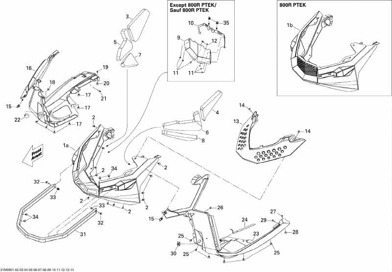 snowmobile ski-doo  Summit X 600 H.O. E-TEC, 2009 - Bottom Pan 600ho