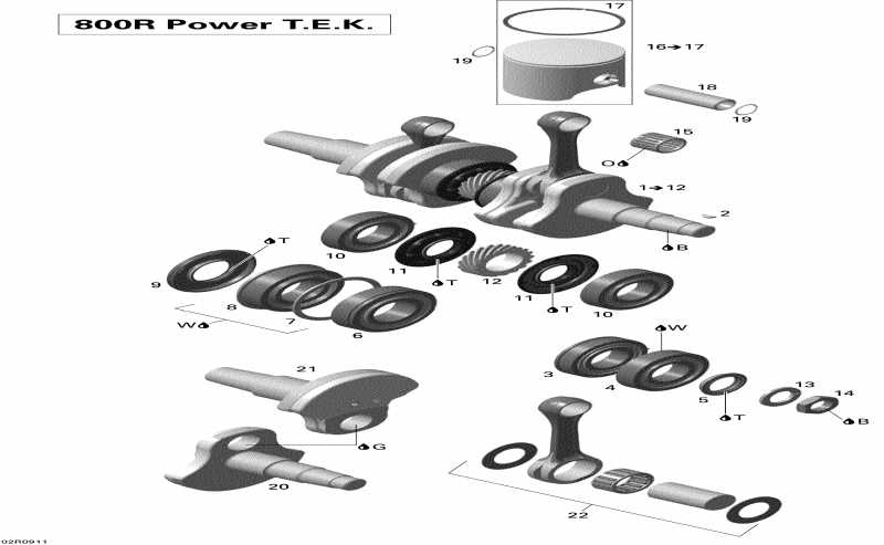 Summit X 800R Power T.E.K., 2009 - Crankshaft And Pistons