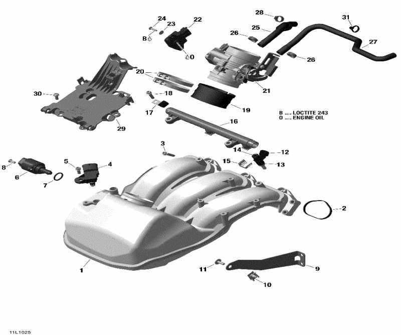 snowmobile Ski-doo Expedition TUV 1200 REV-XU, 2010  - Air Inlet Manifold And Throttle Body