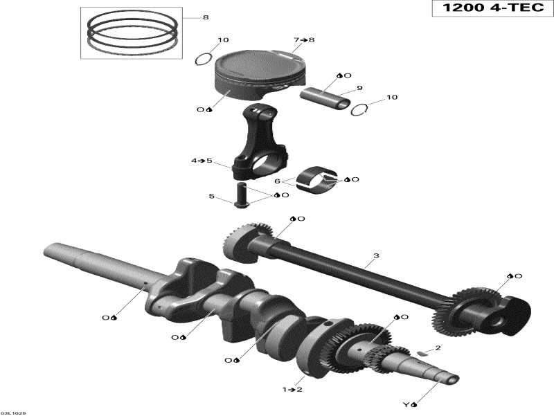  Ski Doo  Expedition TUV SE 1200 REV-XU, 2010 - Crankshaft And Pistons