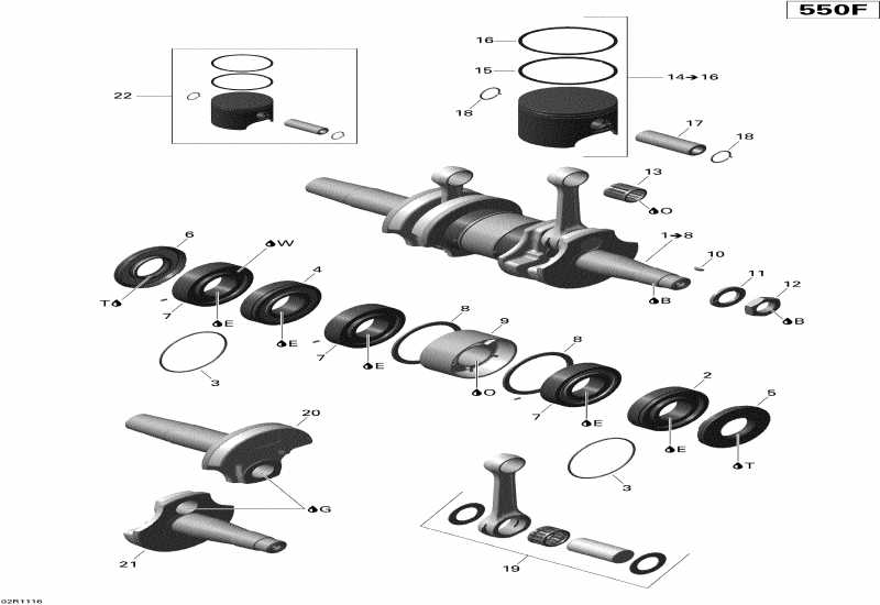 snowmobile  Grand-Touring Sport 550F, 2010 - Crankshaft And Pistons