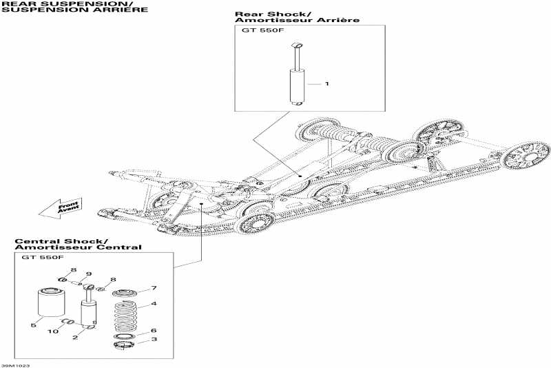 snowmobile Skidoo - Rear Suspension Shocks
