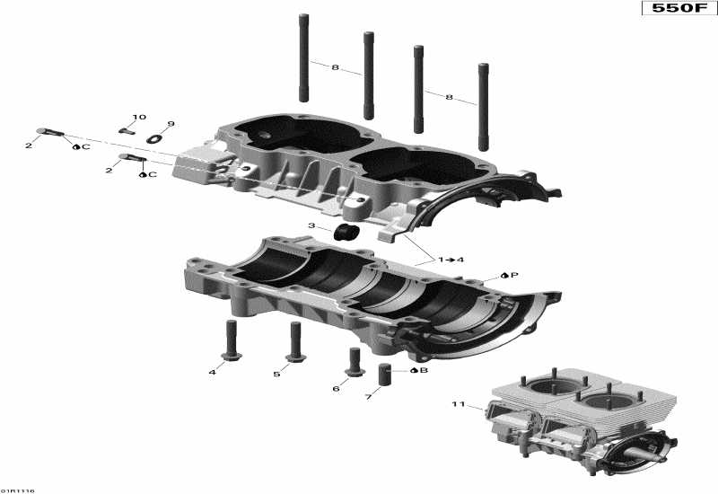 snowmobile BRP SkiDoo MX Z TNT 550F, 2010  - Crankcase