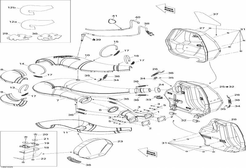 snowmobile Ski Doo  MX Z X 600RS, 2010 - Exhaust System