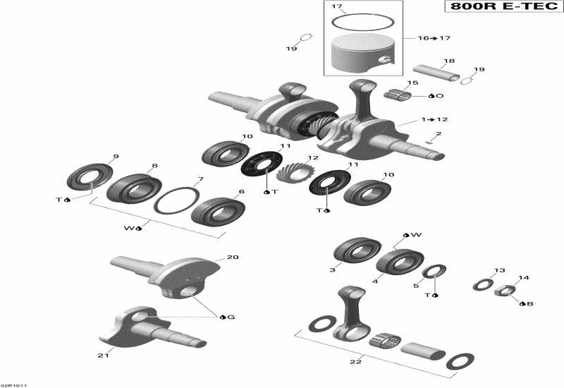 snowmobile Skidoo  MX Z X 800R ETEC, 2010 - Crankshaft And Pistons