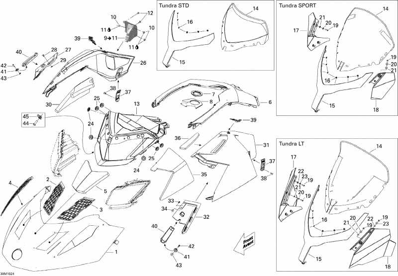 snowmobile Ski-doo Skandic Tundra, STD, SPORT, LT, 2010 - Hood
