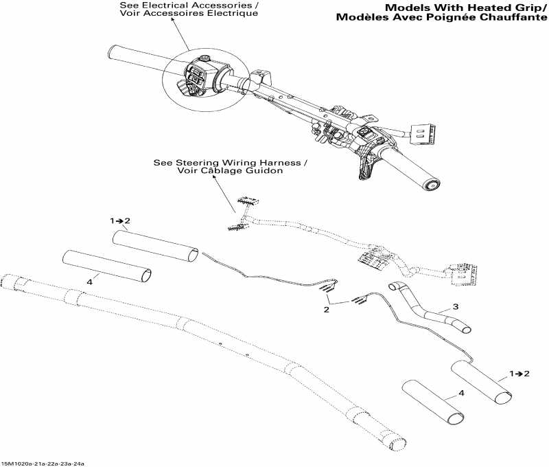  BRP SkiDoo Skandic Tundra, STD, SPORT, LT, 2010 - Steering Wiring Harness Heated Grip