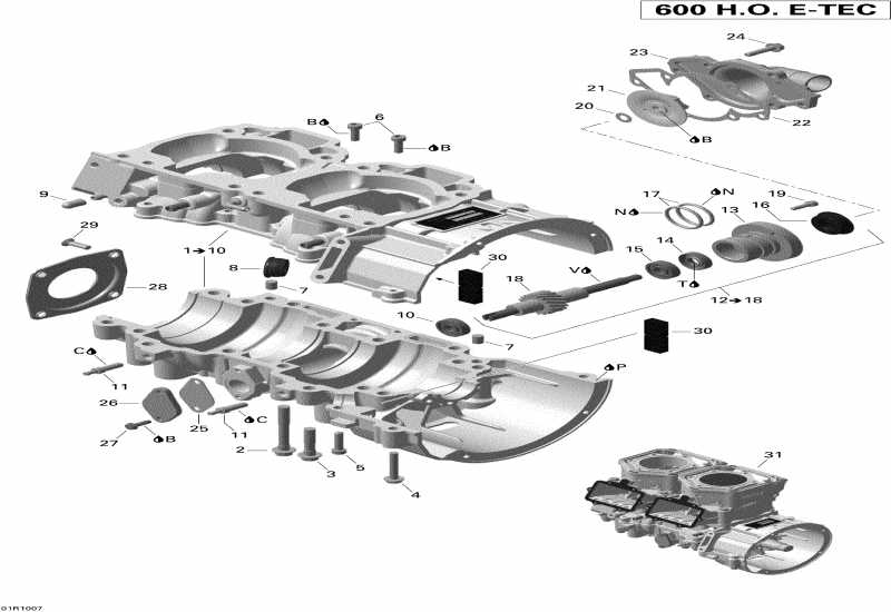�������� Ski-doo ����������� Summit X 600HO ETEC, 2010 - Crankcase And Water Pump
