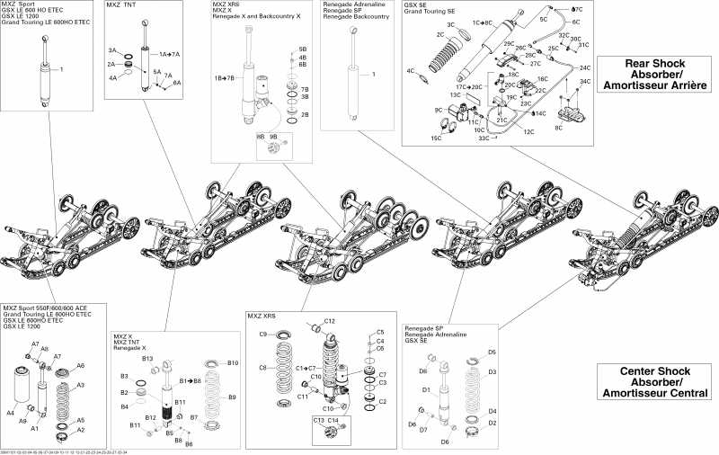 snowmobile   Grand Touring LE & SE 1200 XR, 2011 - Rear Suspension Shocks Se 137'