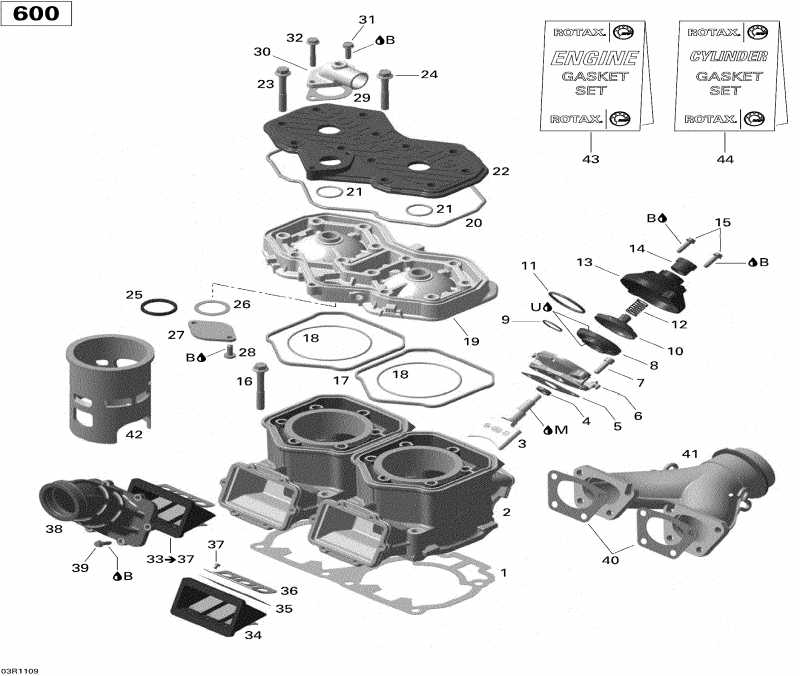  SkiDoo  Grand Touring Sport 600 XP, 2011 - Cylinder And Cylinder Head