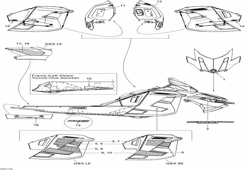 snowmobile Skidoo GSX LE & SE 1200 XR, 2011 - Decals Le