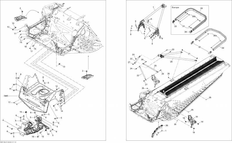 snowmobile SKIDOO Renegade BackCountry, BackCountry X 600HO ETEC, 2011  - Frame And Components