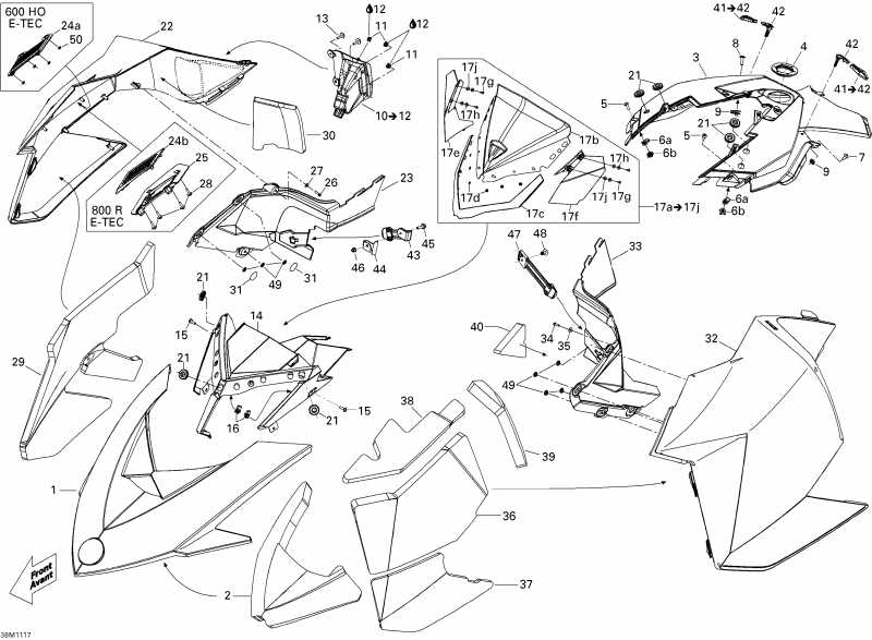  Ski-doo Summit EVEREST 600HO E-TEC, 2011  - Hood 600ho E-tec