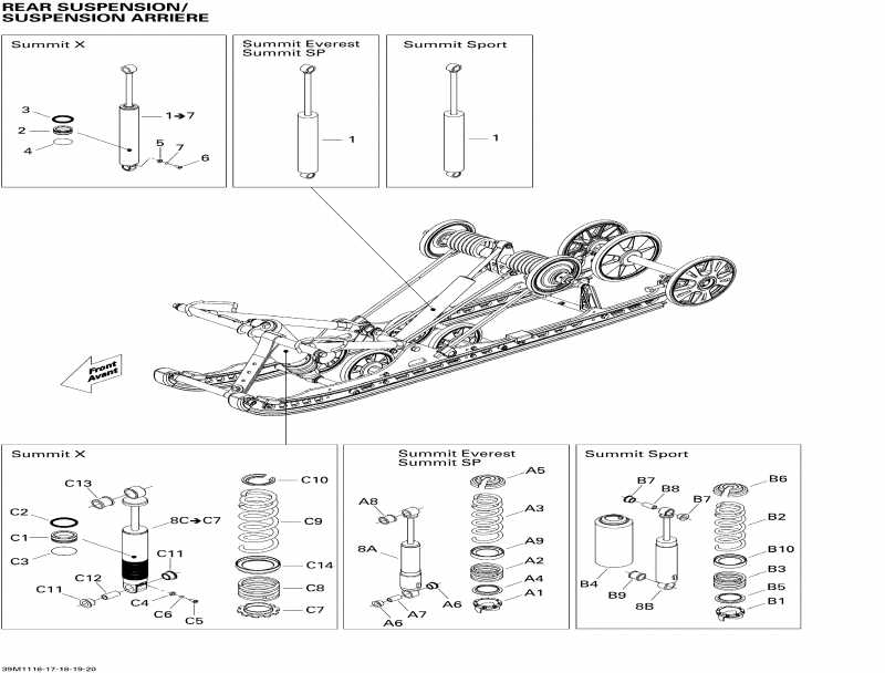  BRP SkiDoo  Summit X 600HO E-TEC, 2011 - Rear Suspension Shocks