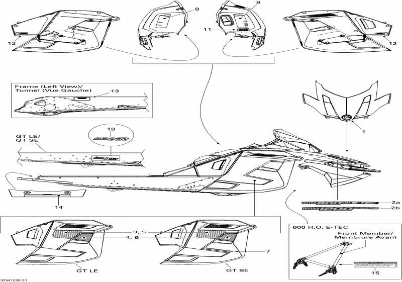 snowmobile SKIDOO  Grand Touring LE 600HOETEC XR, 2012 - Decals