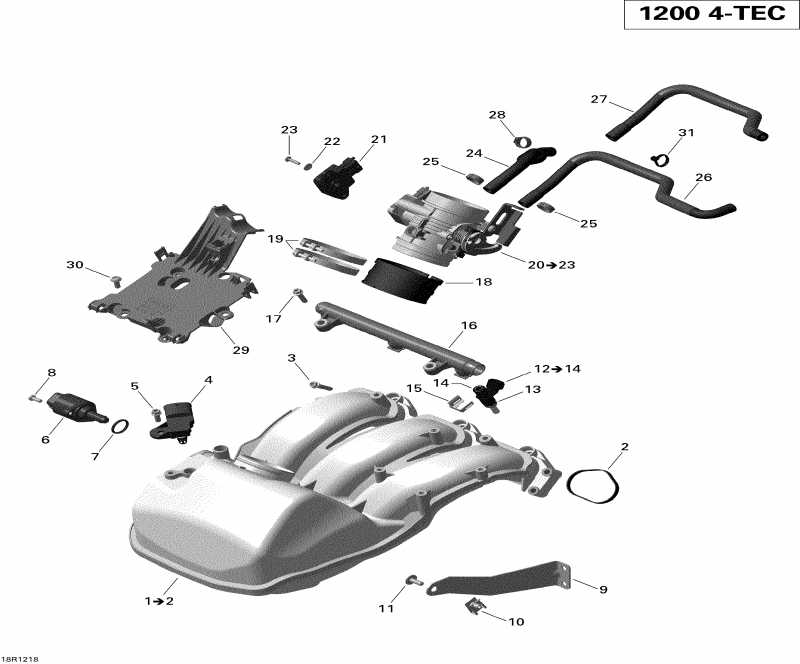  Ski Doo  GSX LE & SE 1200 XR, 2012 - Air Intake Manifold And Throttle Body Gsx Le
