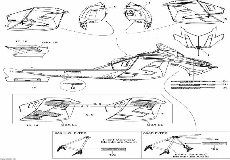 snowmobile Skidoo GSX LE & SE 1200 XR, 2012  - Decals Le