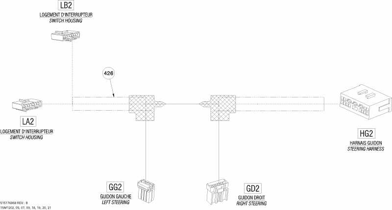 snowmobile Skidoo  GSX LE & SE 1200 XR, 2012 - Steering Wiring Harness