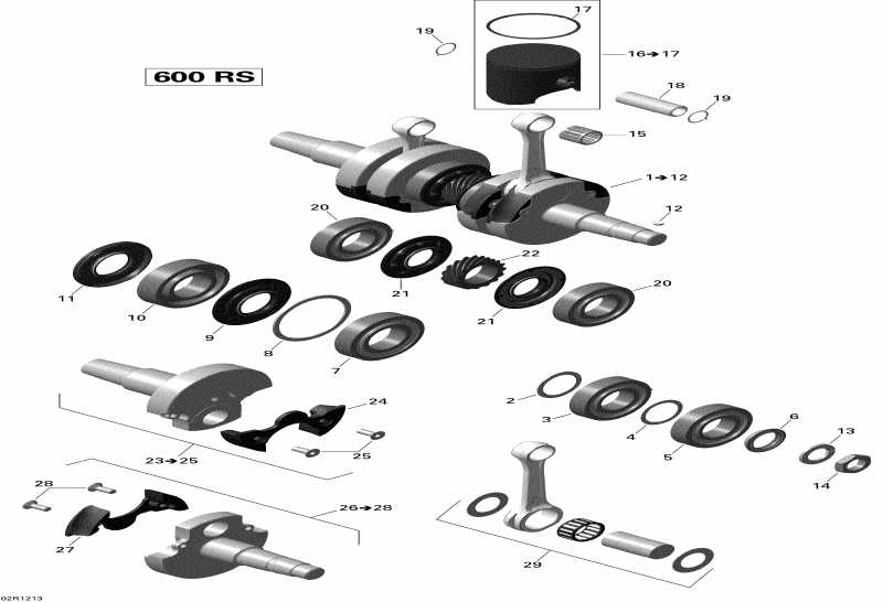  BRP SkiDoo MX Z X 600RS, 2012  - Crankshaft And Pistons