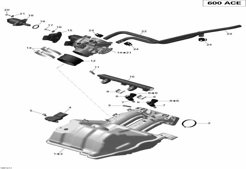 snowmobile ski-doo MXZ Sport 600ACE LFF, 2012 - Air Intake Manifold And Throttle Body