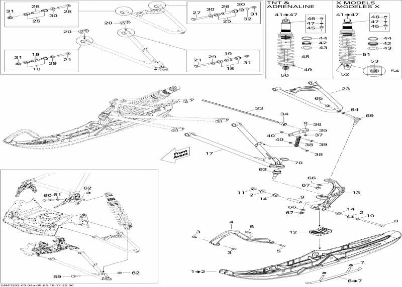  BRP SkiDoo  MXZ TNT 600HOETEC, 2012 - Front Suspension And Ski