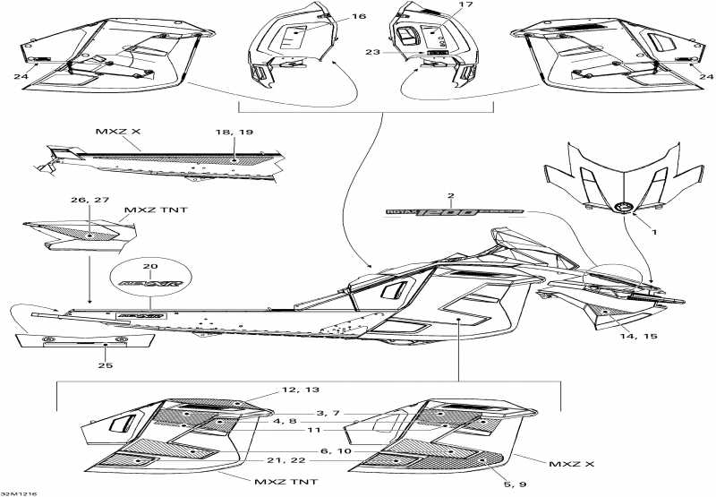 snowmobile  MXZ X & TNT 1200 XR, 2012 - Decals Tnt