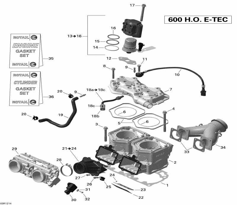 snowmobile  Renegade Adrenaline 600HOETEC, 2012  - Cylinder And Injection System