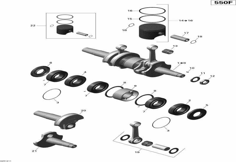  ski-doo Renegade Sport 550F XP-FAN, 2012 - Crankshaft And Pistons