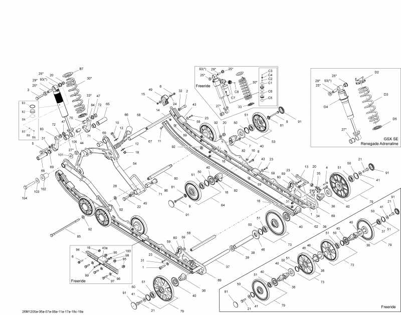 �������� Skidoo Renegade X 800RETEC XP, 2012 ������ - Rear Suspension Front Arm And Base