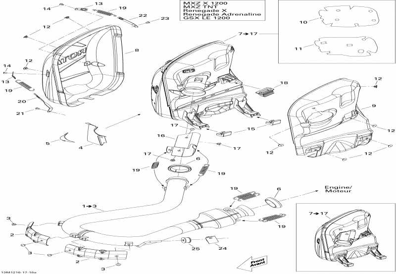  BRP SkiDoo Renegade X & Adrenaline 1200 XR, 2012  - Exhaust System
