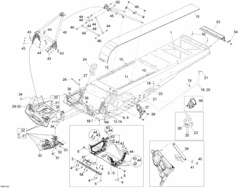 snowmobile Skidoo Skandic WT 600HOETEC XU, 2012  - Frame And Components