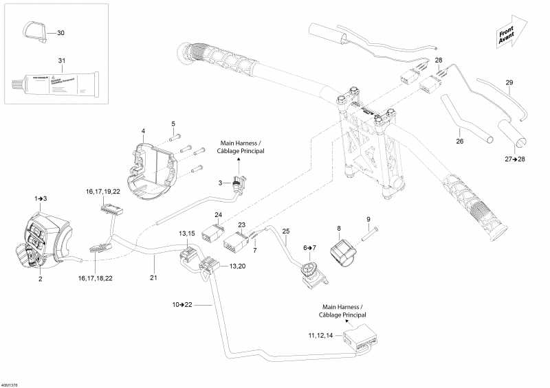  Skidoo  Skandic SWT 600HOETEC XU, 2013 - Steering Wiring Harness