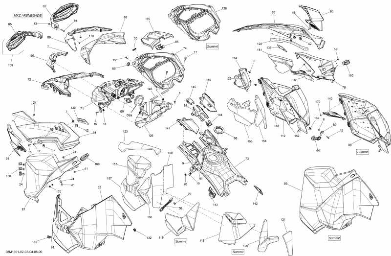 Ski-doo  SUMMIT SP 800RE XM, 2013 - Hood, Windshield And Console
