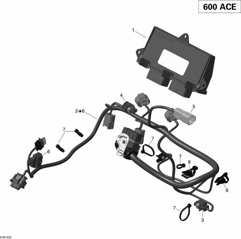  Skidoo TUNDRA LT 600 ACE (4-TEMPS) XP, 2013 - Engine Harness And Electronic Module