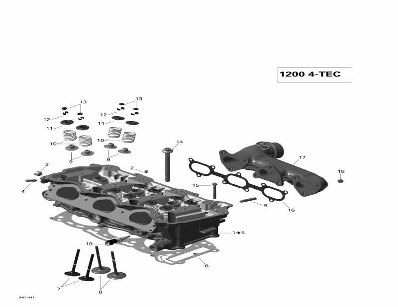  SkiDoo  EXPEDITION LE 1200 XU, 2014 - Cylinder And Exhaust Manifold