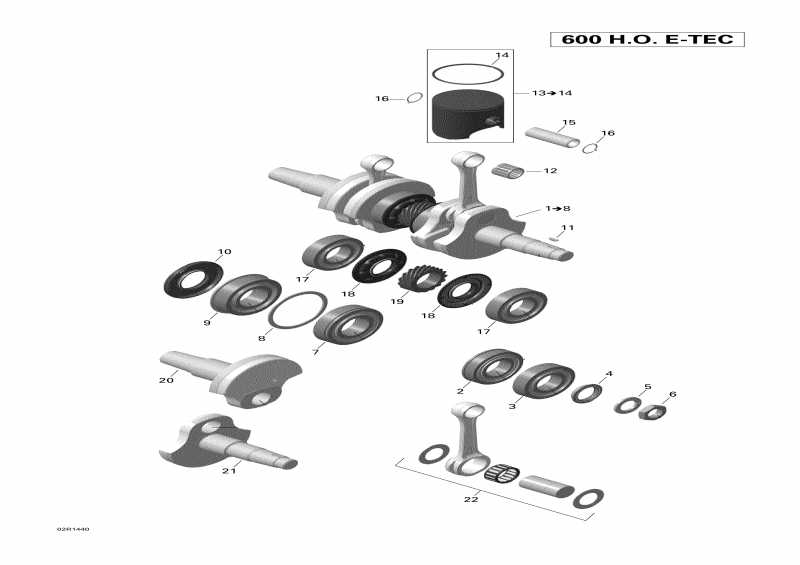 snowmobile Skidoo - Crankshaft And Pistons