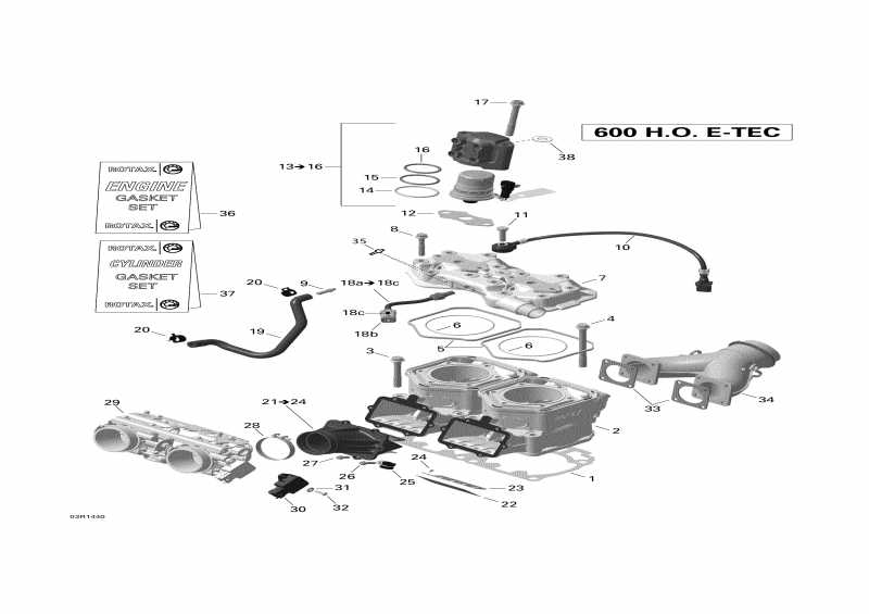 snowmobile Ski Doo EXPEDITION SE 600HOE, XU, 2014  - Cylinder And Cylinder Head