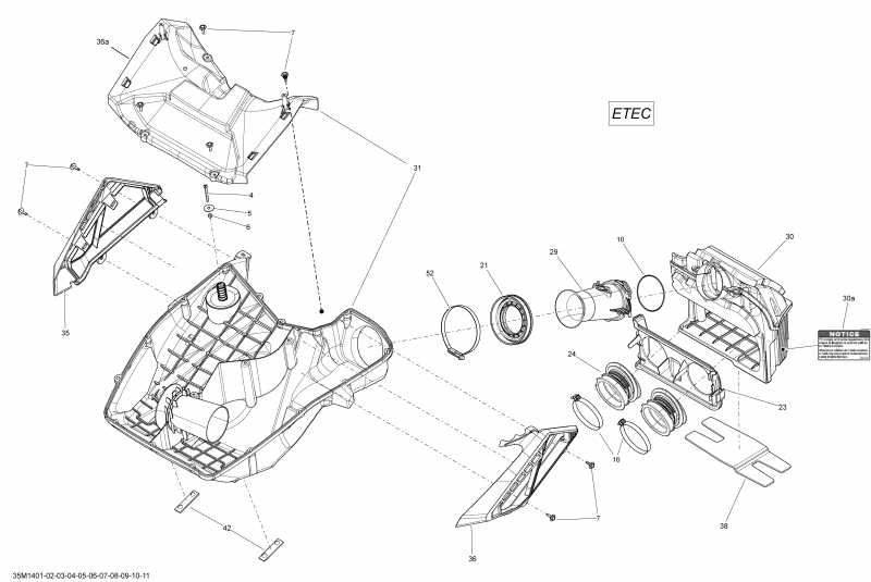  Skidoo  FREERIDE 154, 800RE XM RS, 2014 - Air Intake System