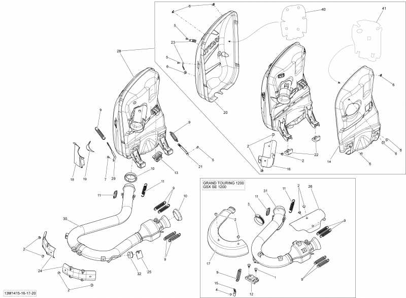 snowmobile BRP GRAND TOURING LE 12004TEC XR, 2014 - Exhaust System