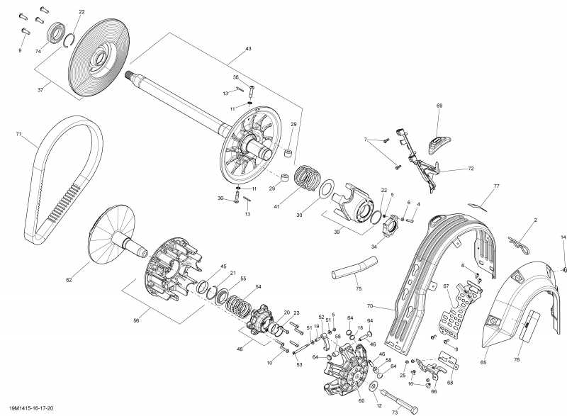 snowmobile  GRAND TOURING LE 12004TEC XR, 2014  - Pulley System