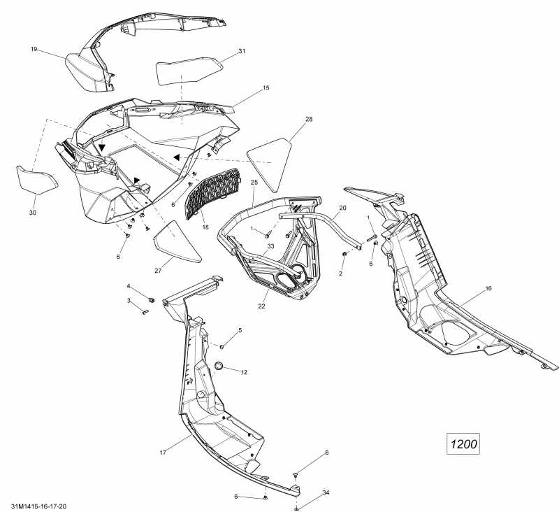 snowmobile Skidoo  GRAND TOURING LE 12004TEC XR, 2014 - Bottom Pan