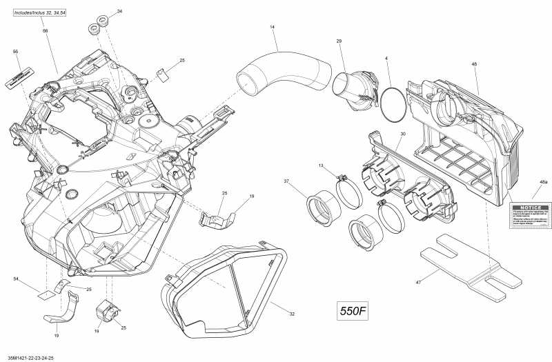 snowmobile Skidoo GRAND TOURING SPORT 550F XP, 2014 - Air Intake System