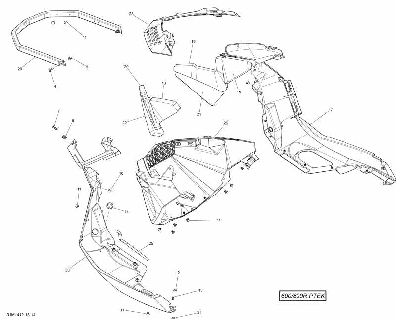 Skidoo GRAND TOURING SPORT 600 XP, 2014 - Bottom Pan